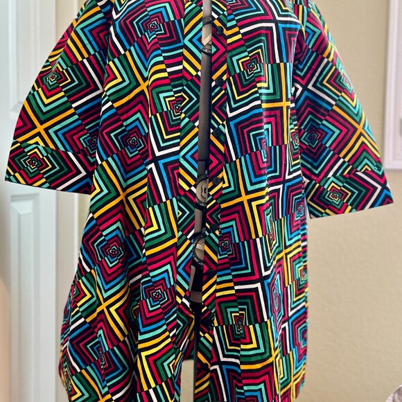 🌍 Zuri Nairobi Multicolor Button-Front Dress – Size L | Made in Kenya (Never Wo - Picture 1 of 4